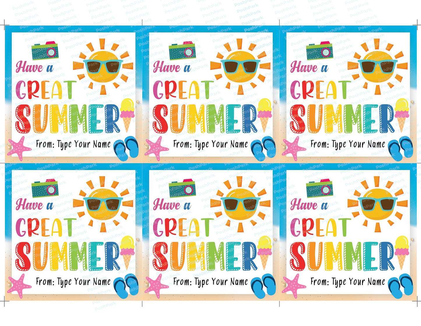 Editable Sun Summer Gift Tags, Have a Great Summer Gift Tag, End Of School Year Tag