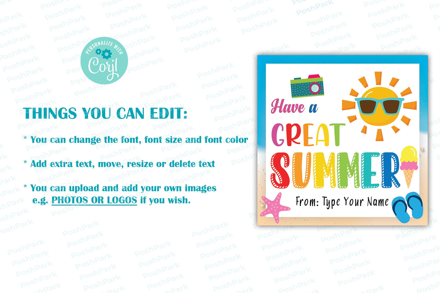 Editable Sun Summer Gift Tags, Have a Great Summer Gift Tag, End Of School Year Tag
