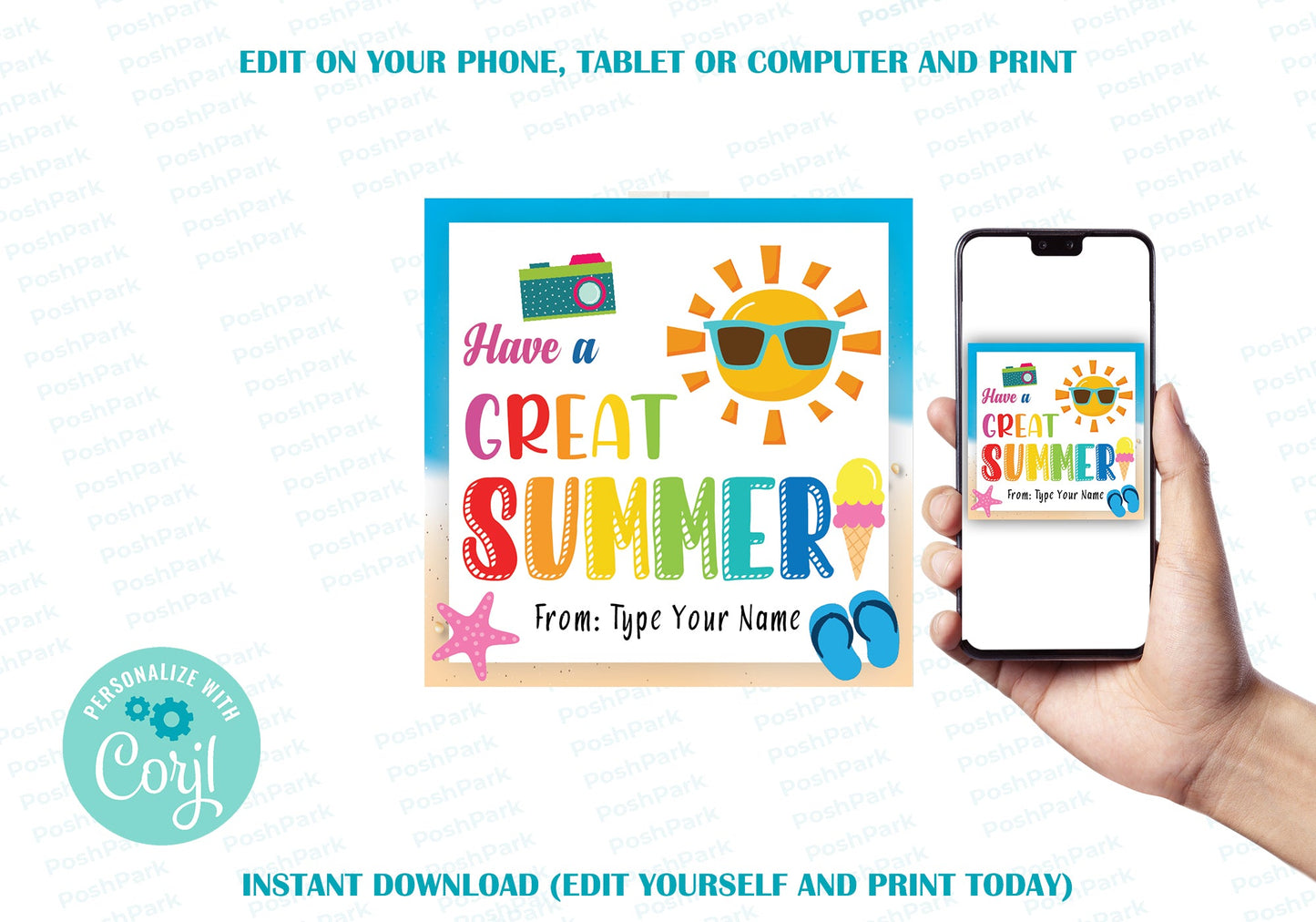 Editable Sun Summer Gift Tags, Have a Great Summer Gift Tag, End Of School Year Tag