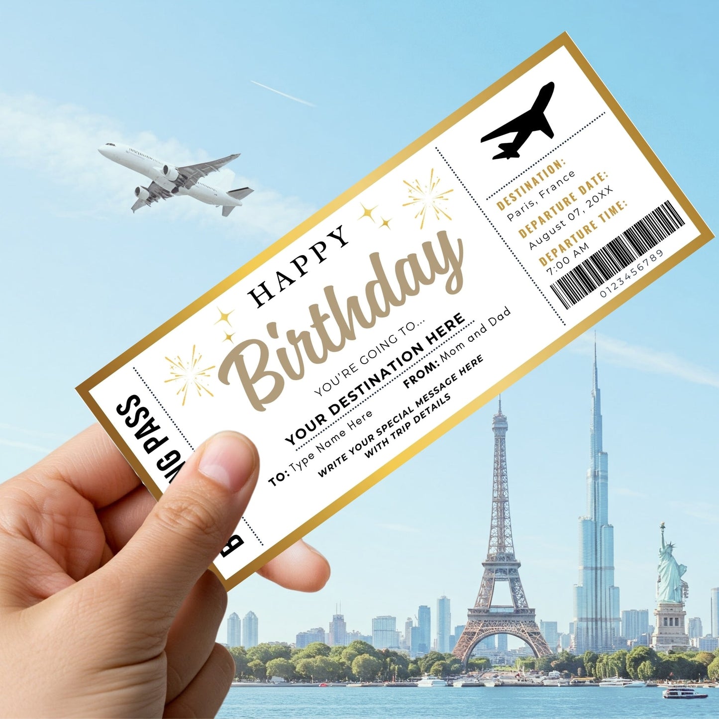 DIY Surprise Birthday Trip Boarding Pass Style Ticket | Travel Reveal Gift Template