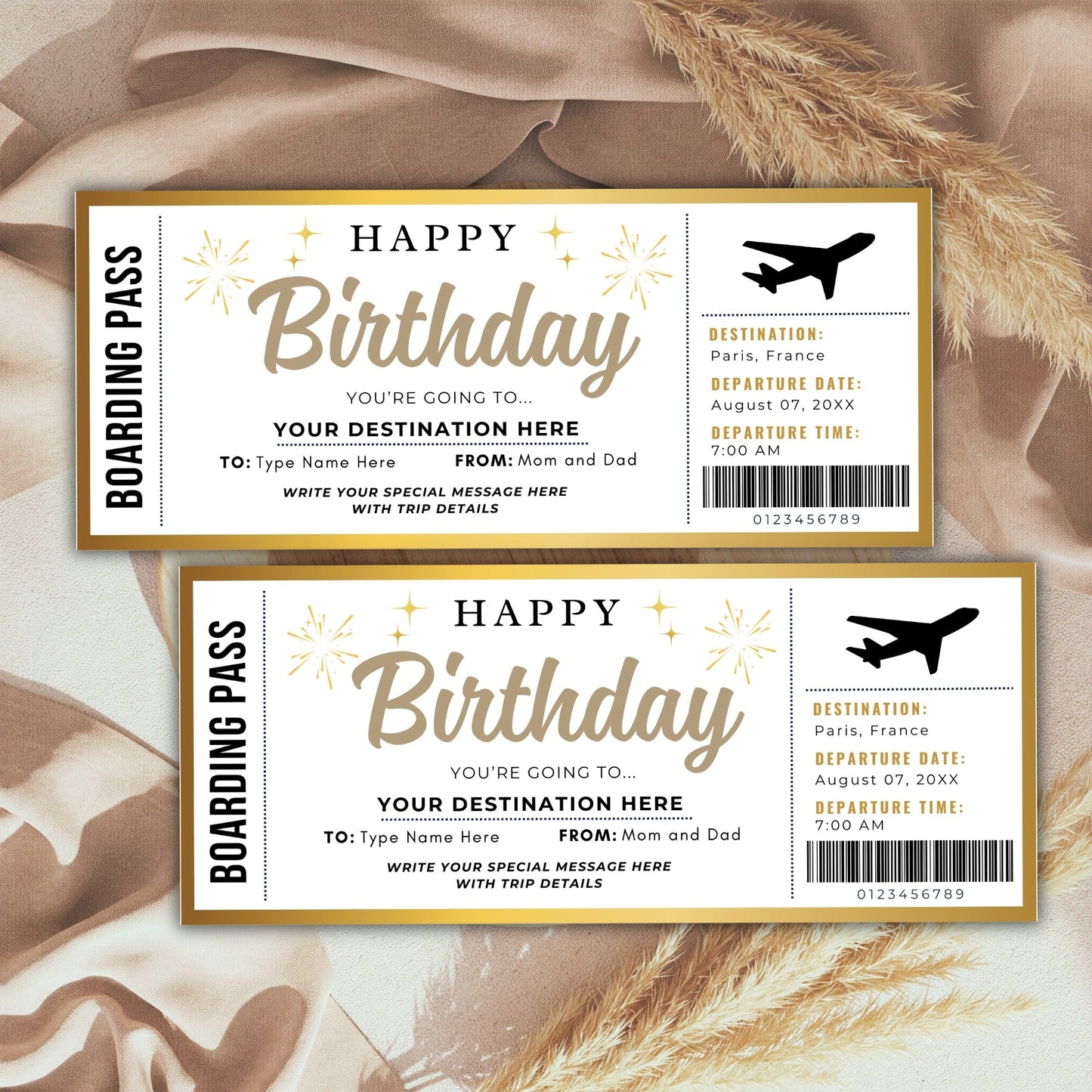 DIY Surprise Birthday Trip Boarding Pass Style Ticket | Travel Reveal Gift Template