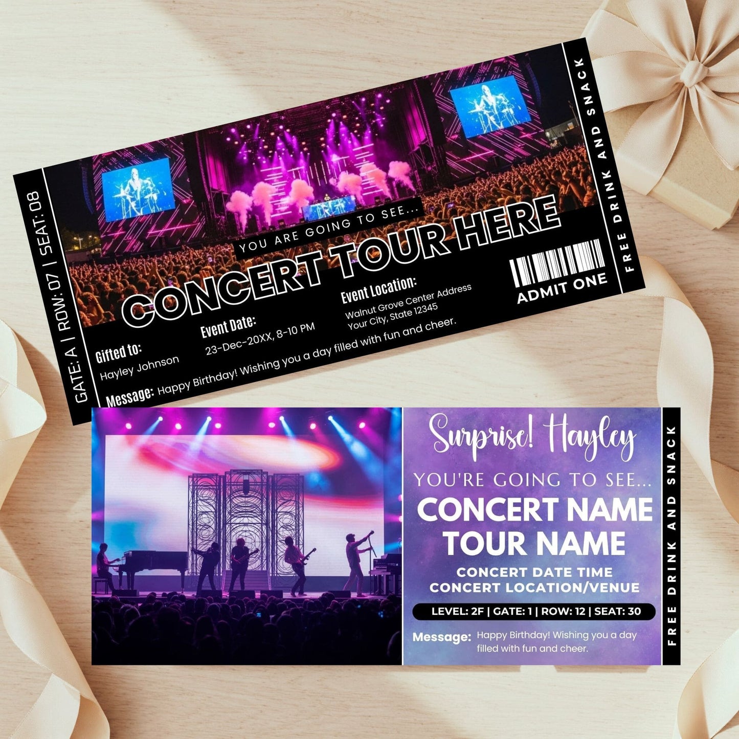 DIY Live Concert Ticket Template | Surprise Music Concert Ticket Gift Idea