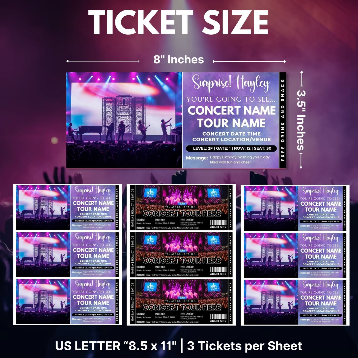 DIY Live Concert Ticket Template | Surprise Music Concert Ticket Gift Idea