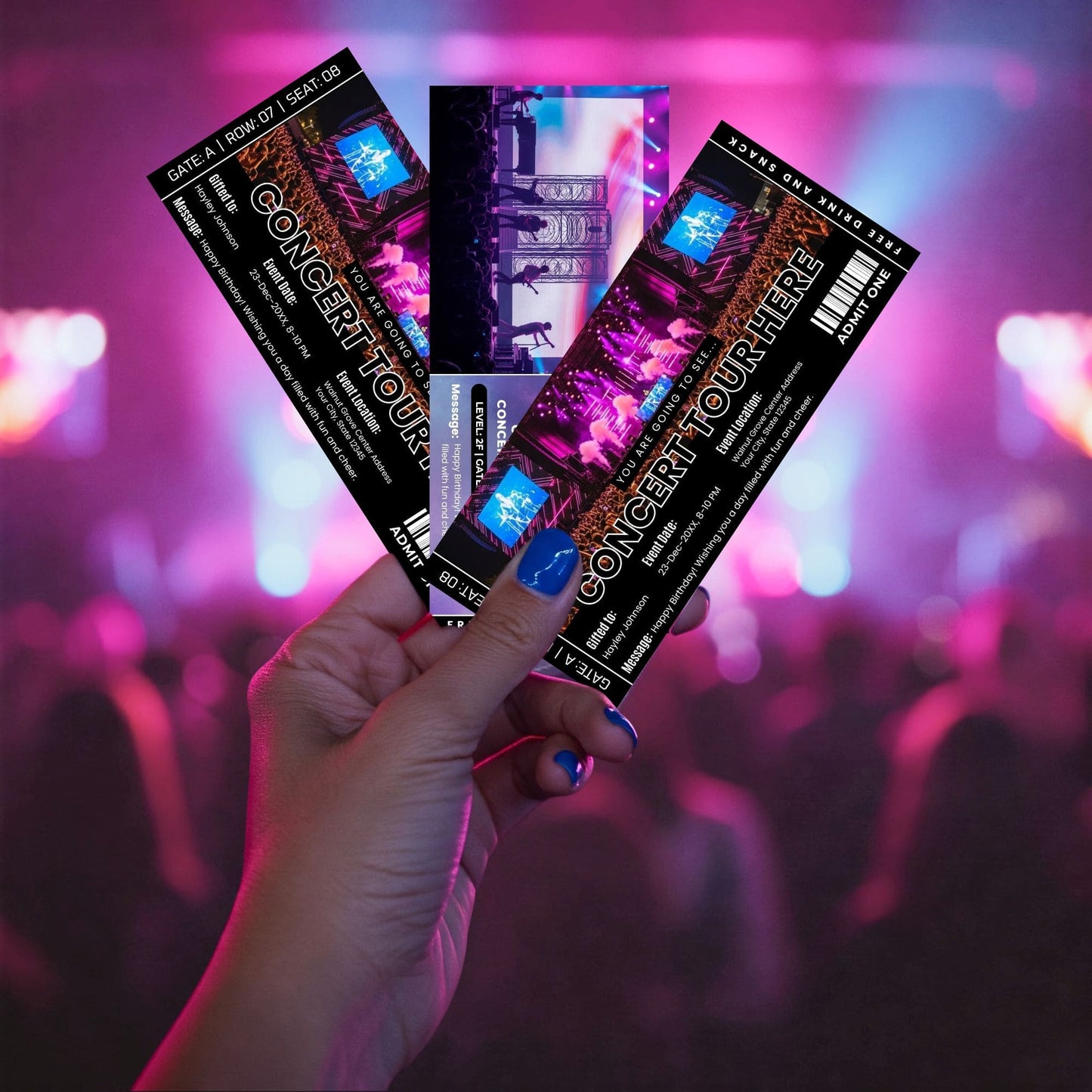 DIY Live Concert Ticket Template | Surprise Music Concert Ticket Gift Idea