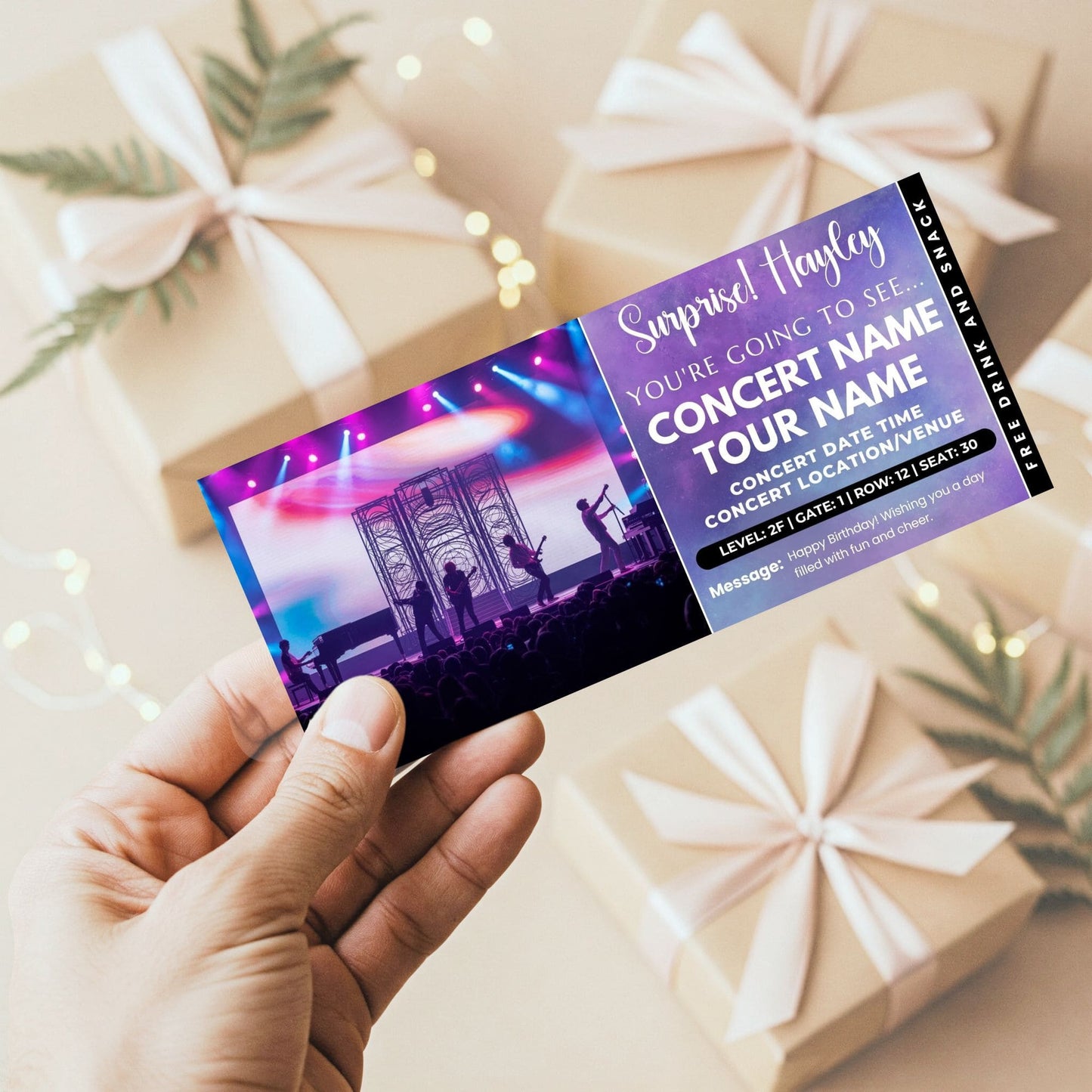 DIY Live Concert Ticket Template | Surprise Music Concert Ticket Gift Idea