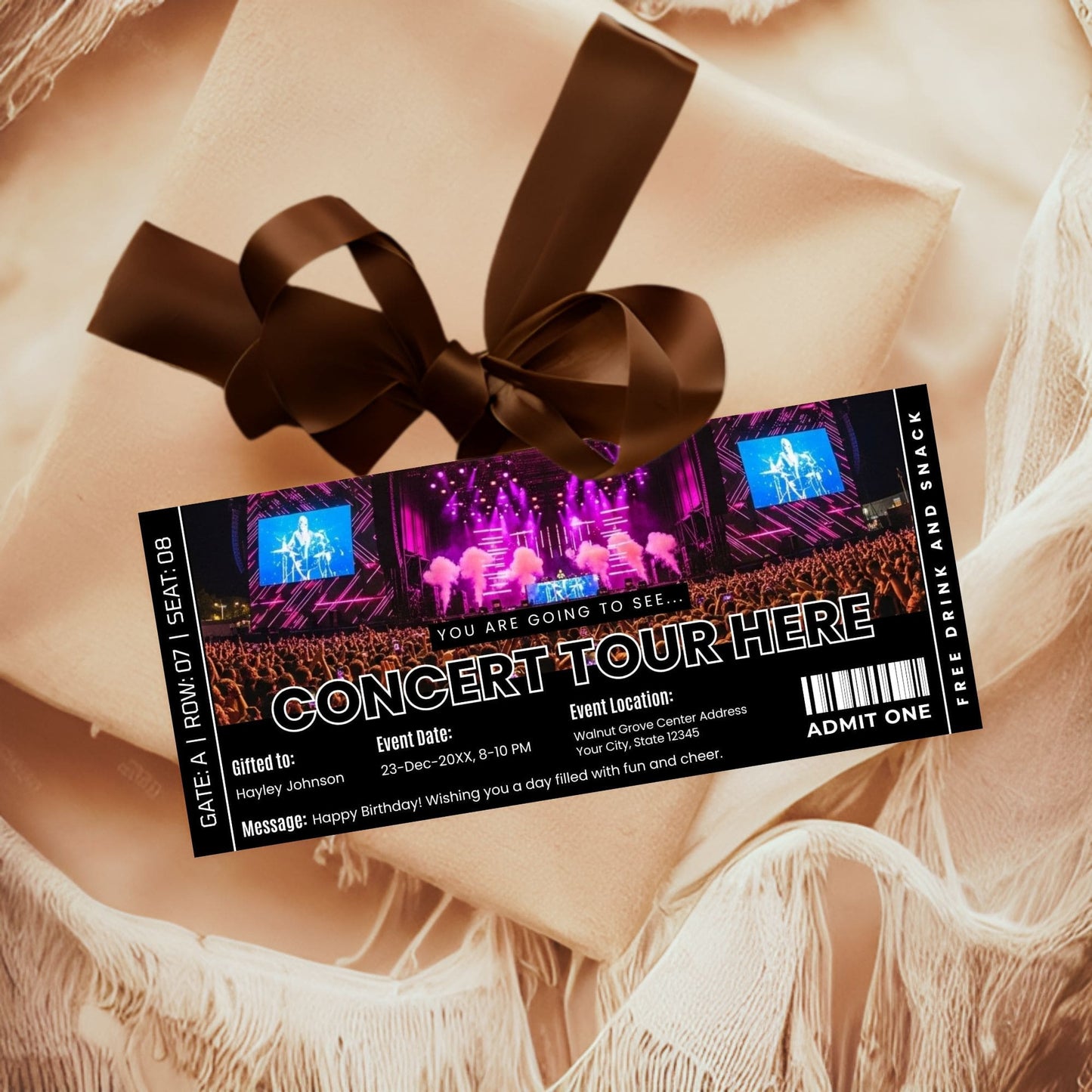 DIY Live Concert Ticket Template | Surprise Music Concert Ticket Gift Idea
