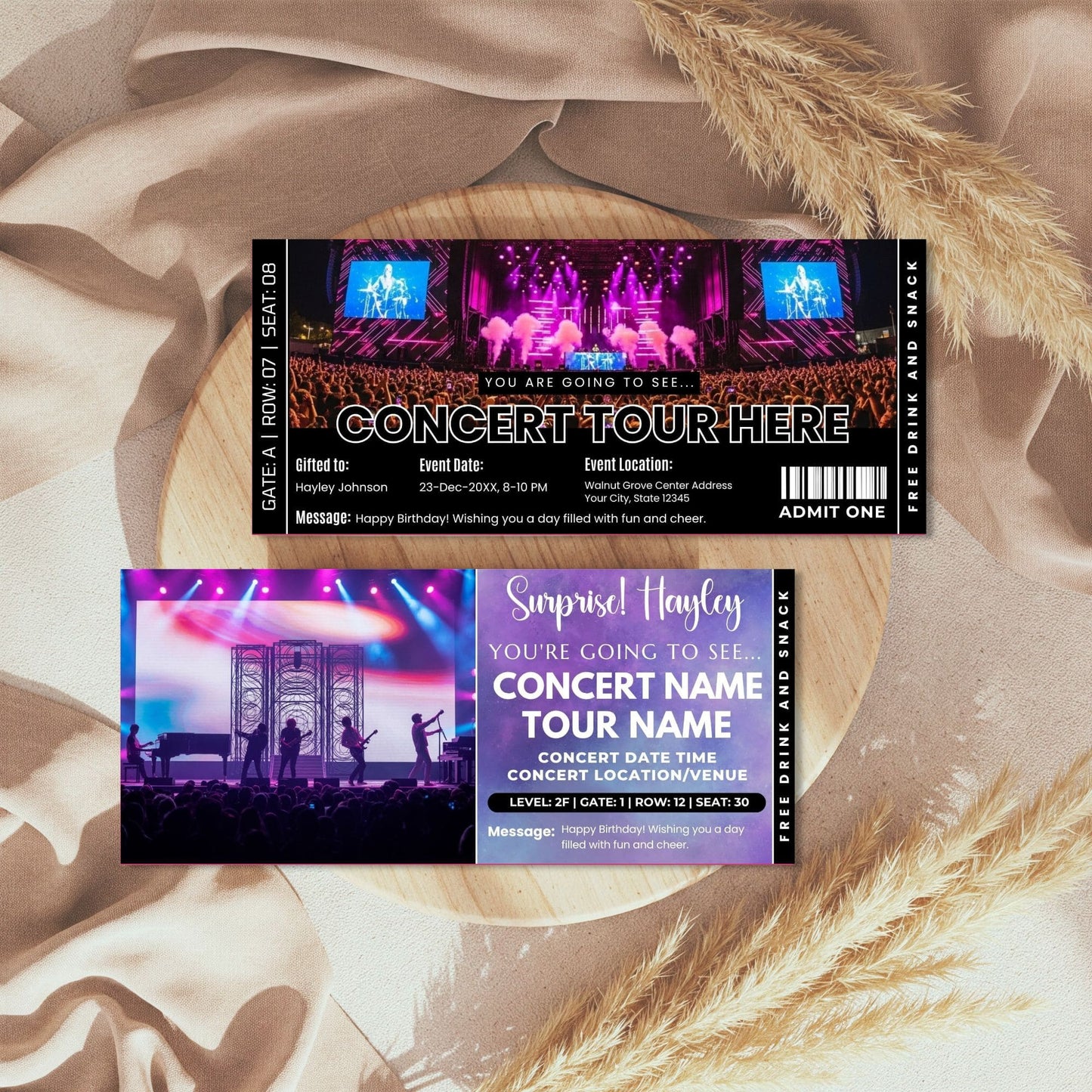 DIY Live Concert Ticket Template | Surprise Music Concert Ticket Gift Idea