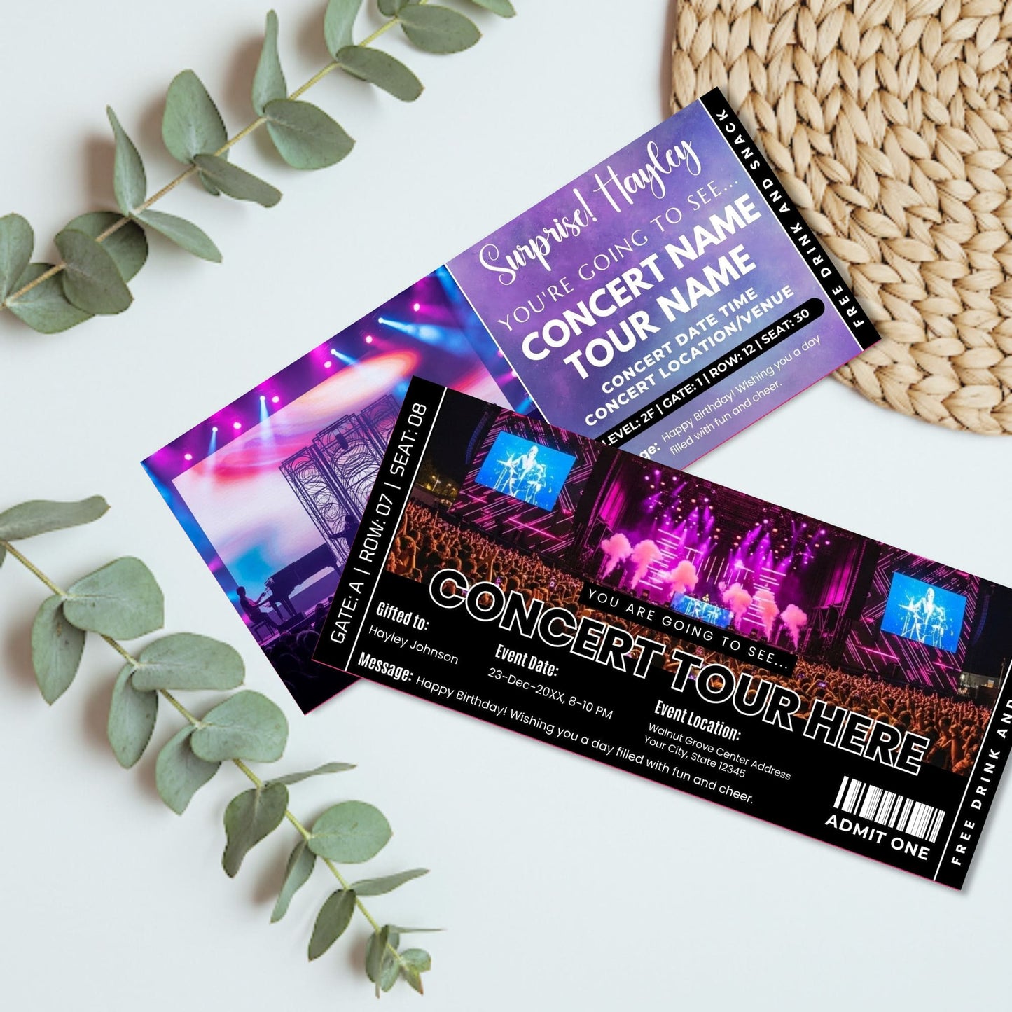 DIY Live Concert Ticket Template | Surprise Music Concert Ticket Gift Idea