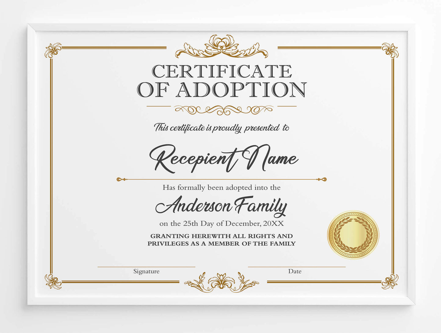 DIY Customizable Adoption Certificate for Child Template