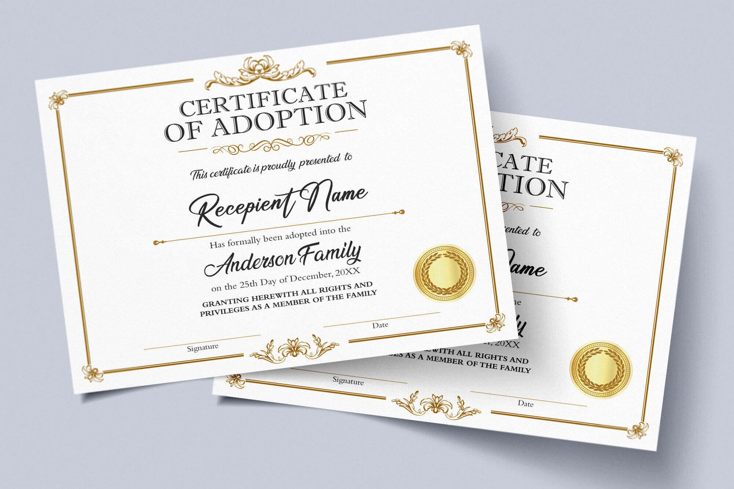 DIY Customizable Adoption Certificate for Child Template