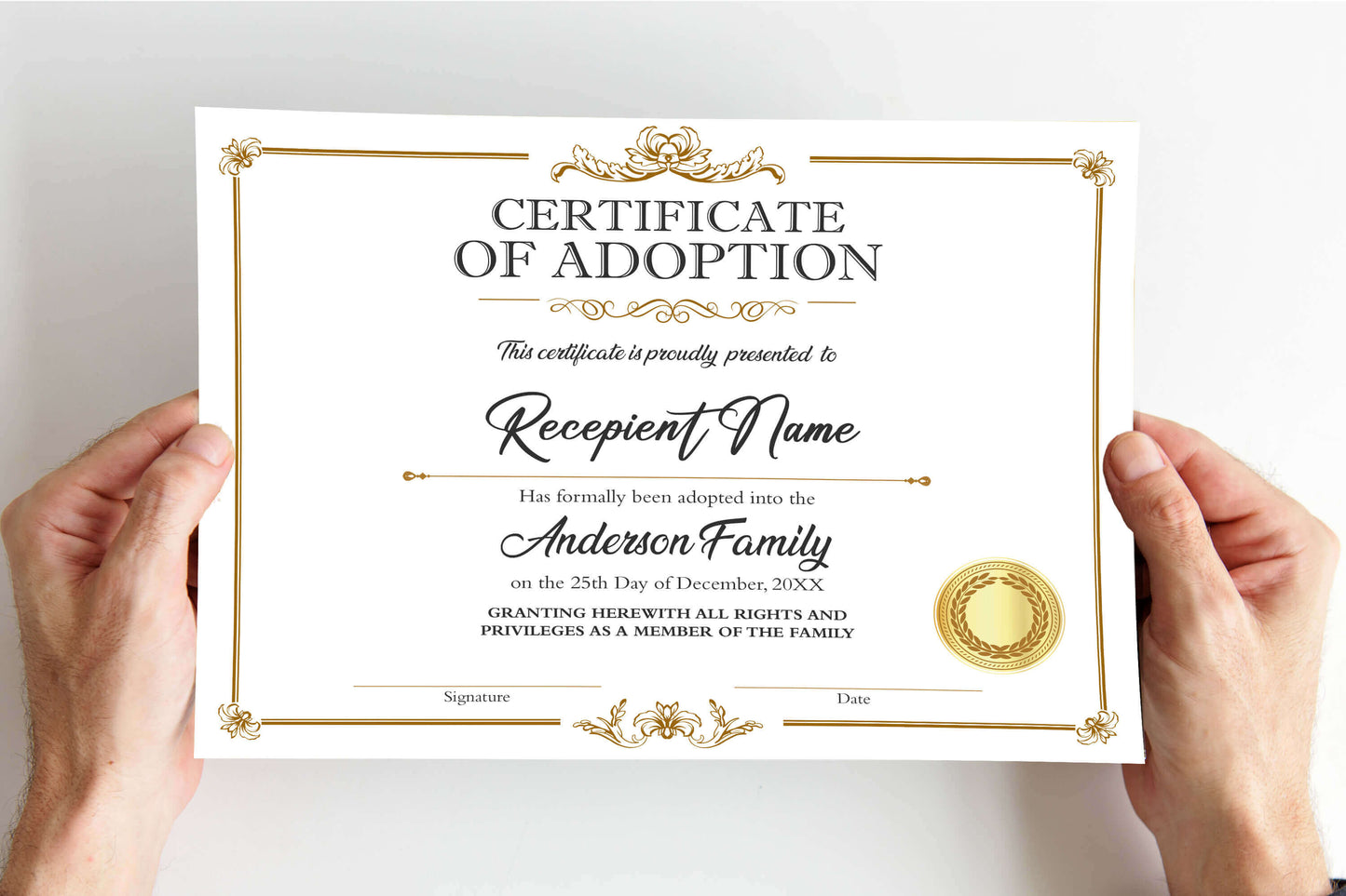 DIY Customizable Adoption Certificate for Child Template