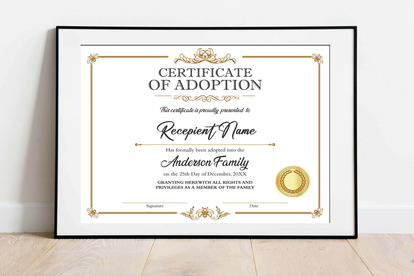 DIY Customizable Adoption Certificate for Child Template