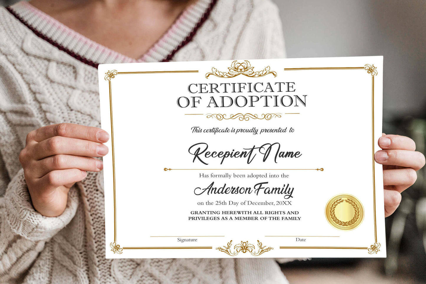 DIY Customizable Adoption Certificate for Child Template