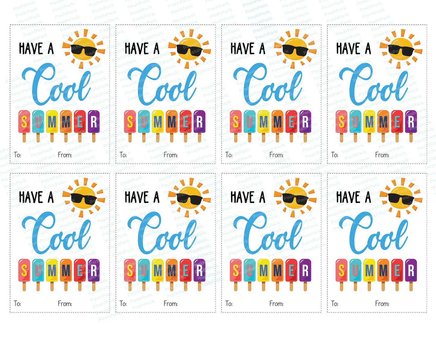 Printable Have a Cool Summer Ice Pop Tag, PDF End of Year Gift Tag for Students, Treat Tag Favor Label