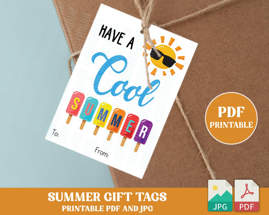 Printable Have a Cool Summer Ice Pop Tag, PDF End of Year Gift Tag for Students, Treat Tag Favor Label