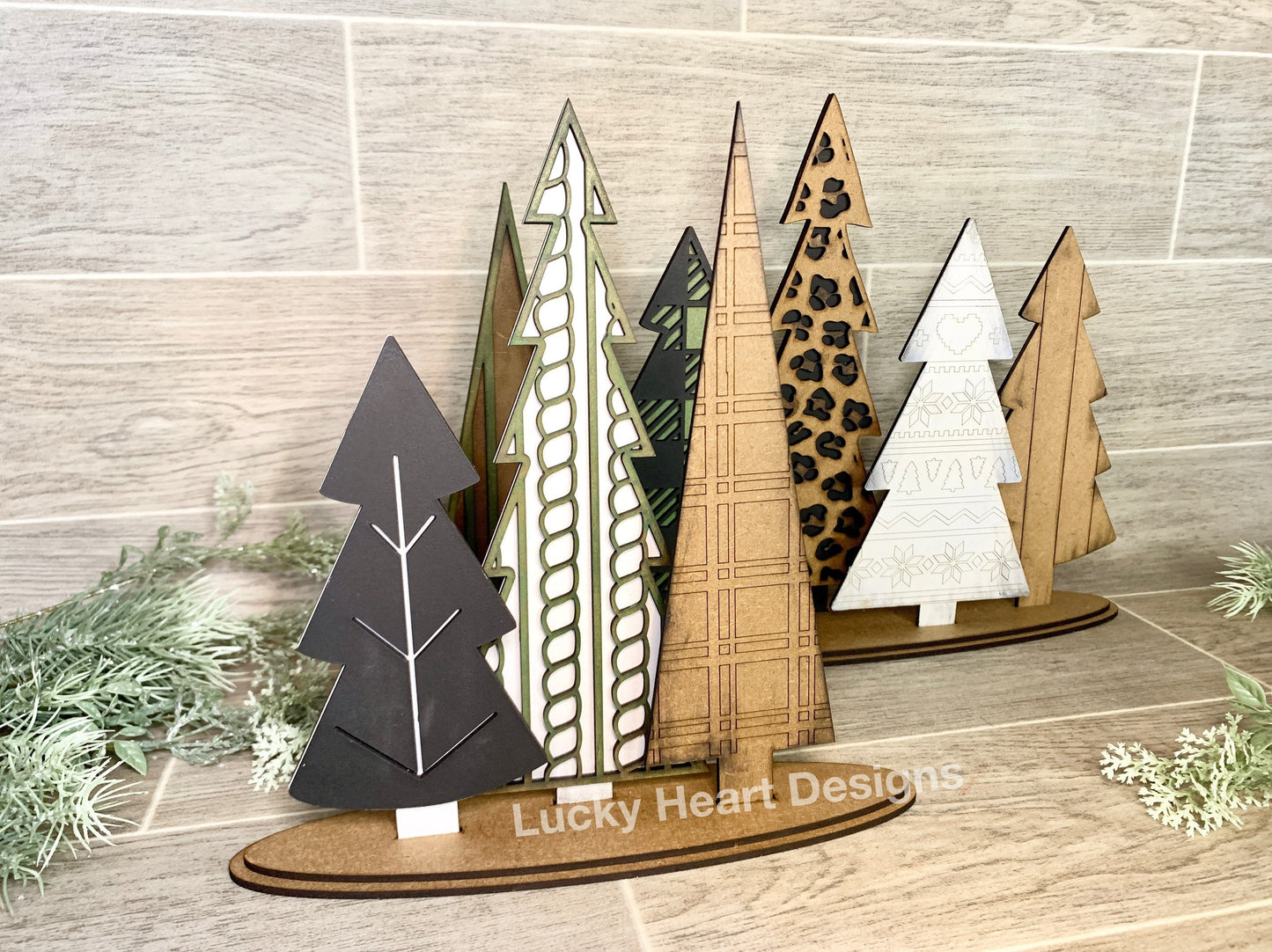 Standing Holiday Trees Centerpiece Complete DIY KIT File SVG, Christmas mantle decor, glowforge, LuckyHeartDesignsCo