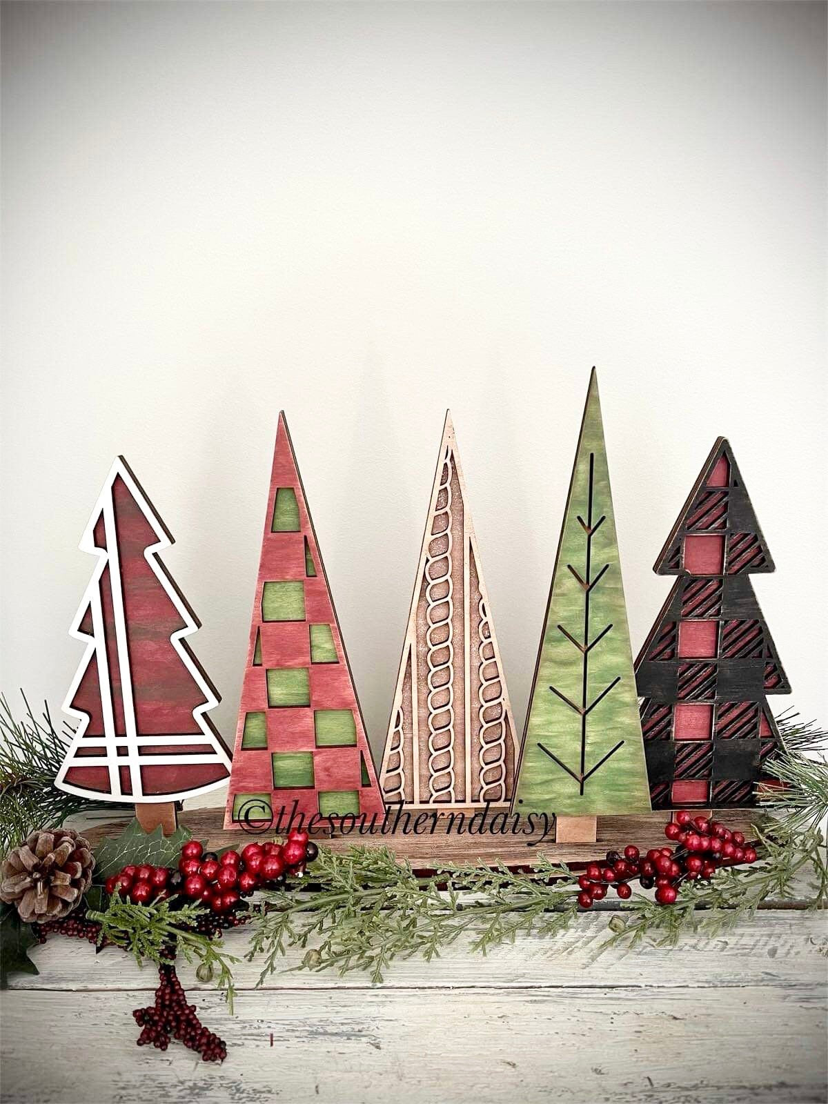 Standing Holiday Trees Centerpiece Complete DIY KIT File SVG, Christmas mantle decor, glowforge, LuckyHeartDesignsCo
