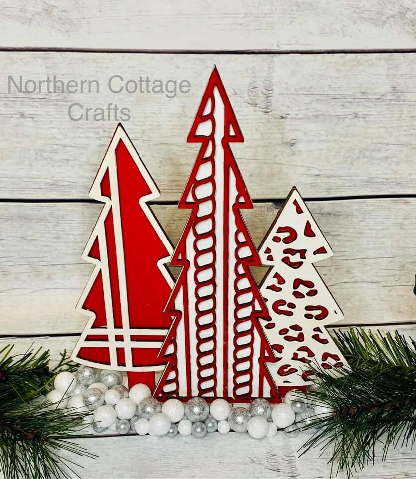 Standing Holiday Trees Centerpiece Complete DIY KIT File SVG, Christmas mantle decor, glowforge, LuckyHeartDesignsCo
