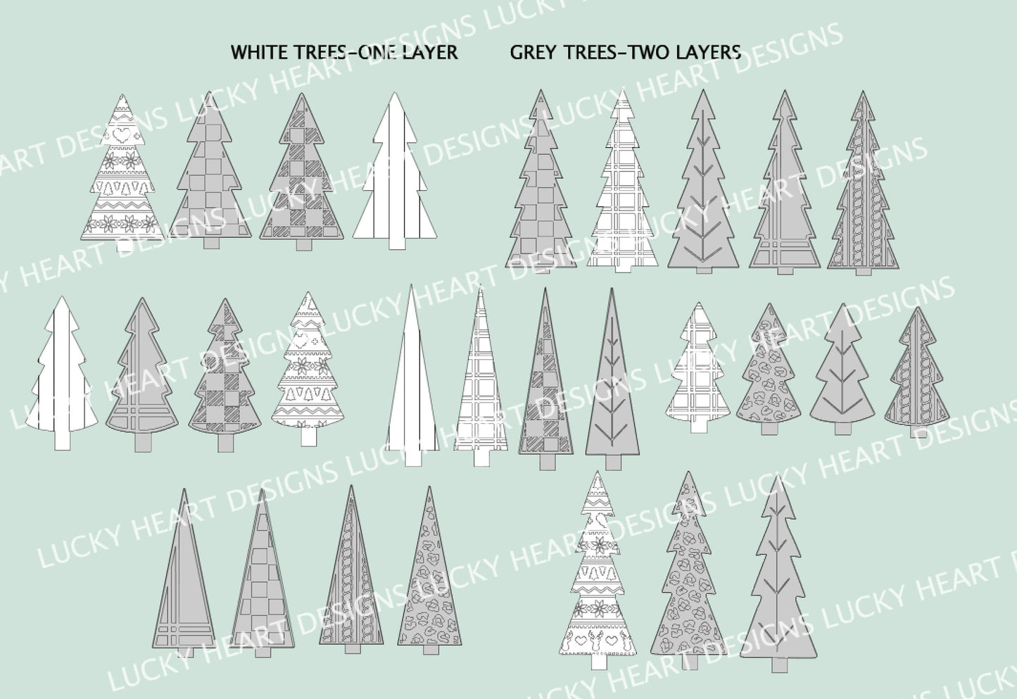 Standing Holiday Trees Centerpiece Complete DIY KIT File SVG, Christmas mantle decor, glowforge, LuckyHeartDesignsCo