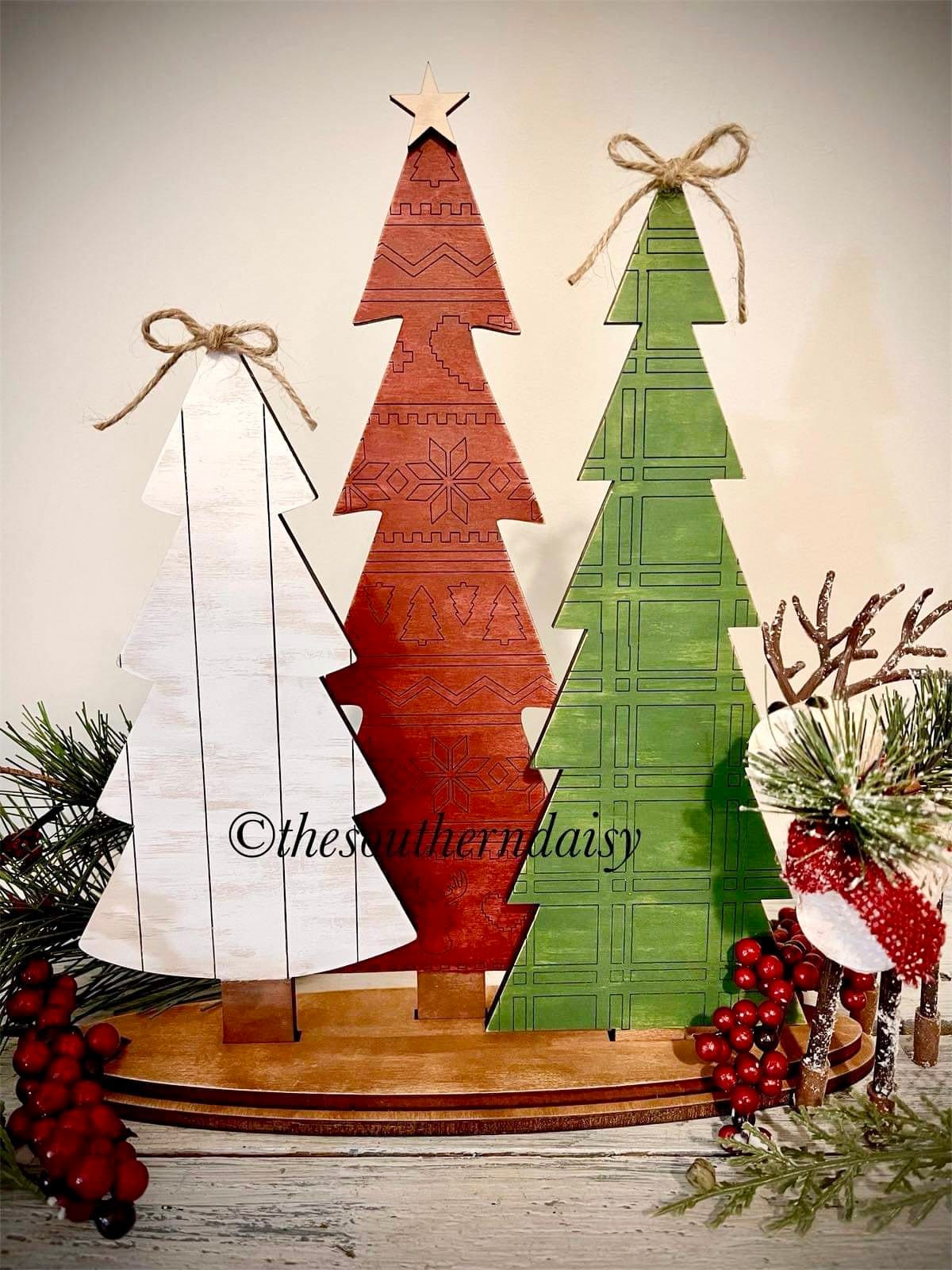 Standing Holiday Trees Centerpiece Complete DIY KIT File SVG, Christmas mantle decor, glowforge, LuckyHeartDesignsCo