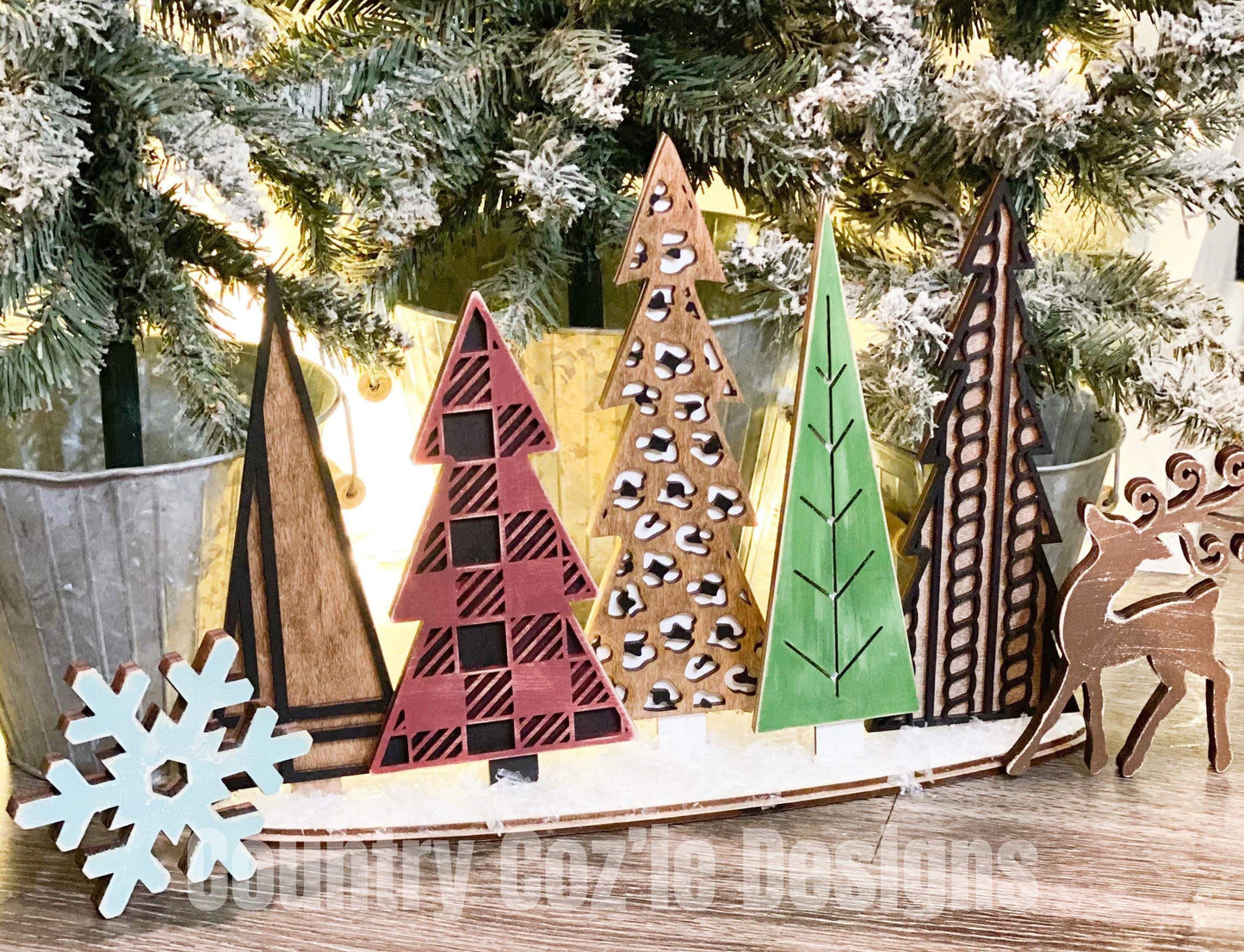 Standing Holiday Trees Centerpiece Complete DIY KIT File SVG, Christmas mantle decor, glowforge, LuckyHeartDesignsCo
