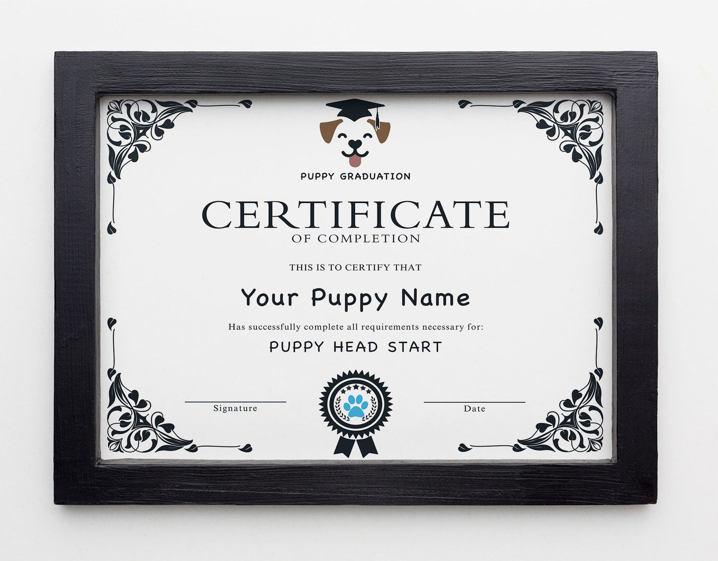 EDITABLE Puppy Dog Graduation Certificate Template, Downloadable Dog Award Certificate, Dog Training Certificate