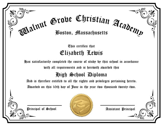 Editable High School Diploma Template, Printable Homeschool Diploma, Graduate Diploma Certificate Download