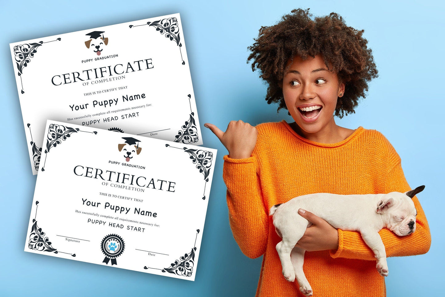 EDITABLE Puppy Dog Graduation Certificate Template, Downloadable Dog Award Certificate, Dog Training Certificate