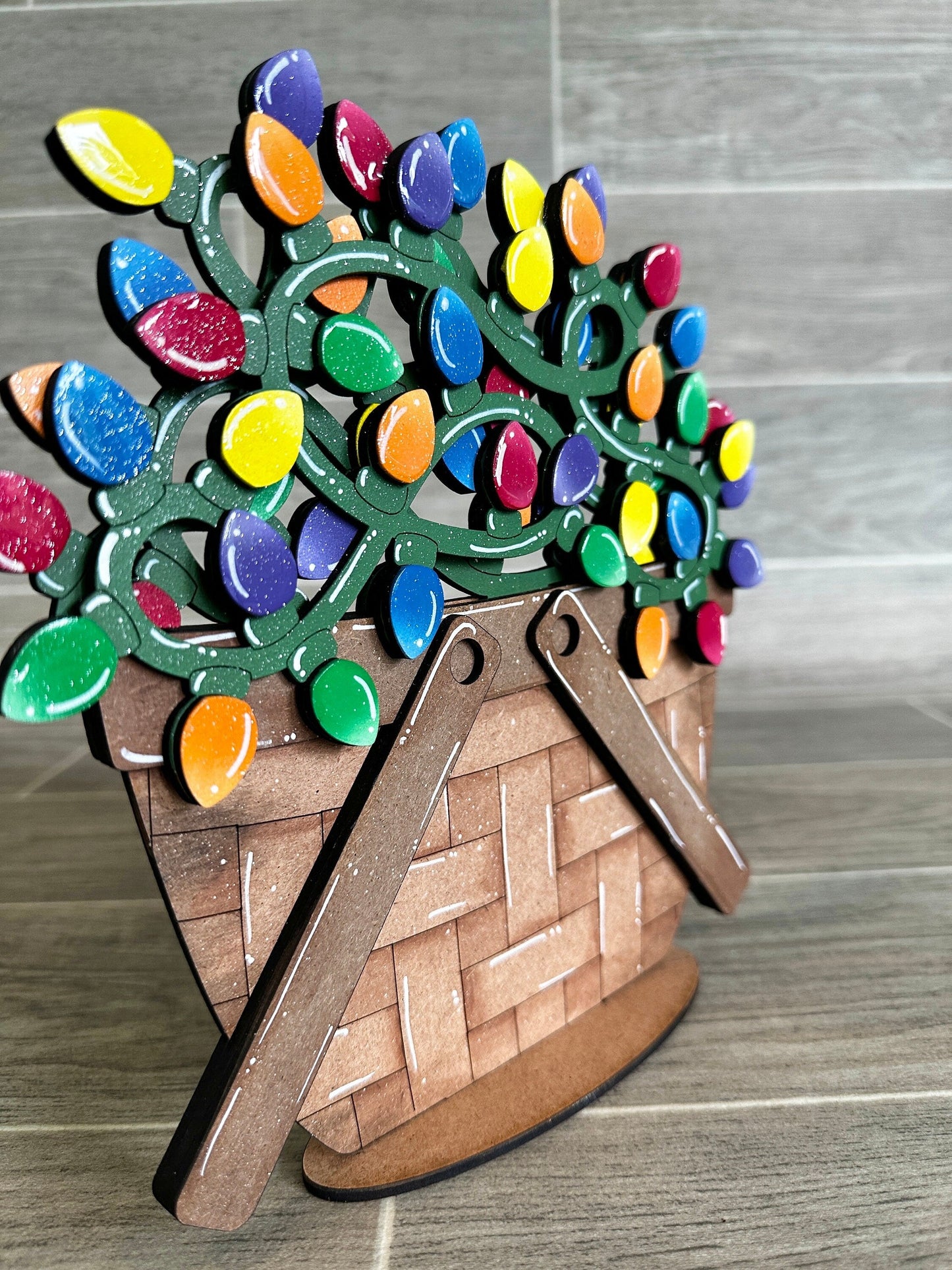 Christmas Lights For The Flower Basket Interchangeable File SVG, Holiday, Christmas Tiered Tray, Glowforge, LuckyHeartDesignsCo