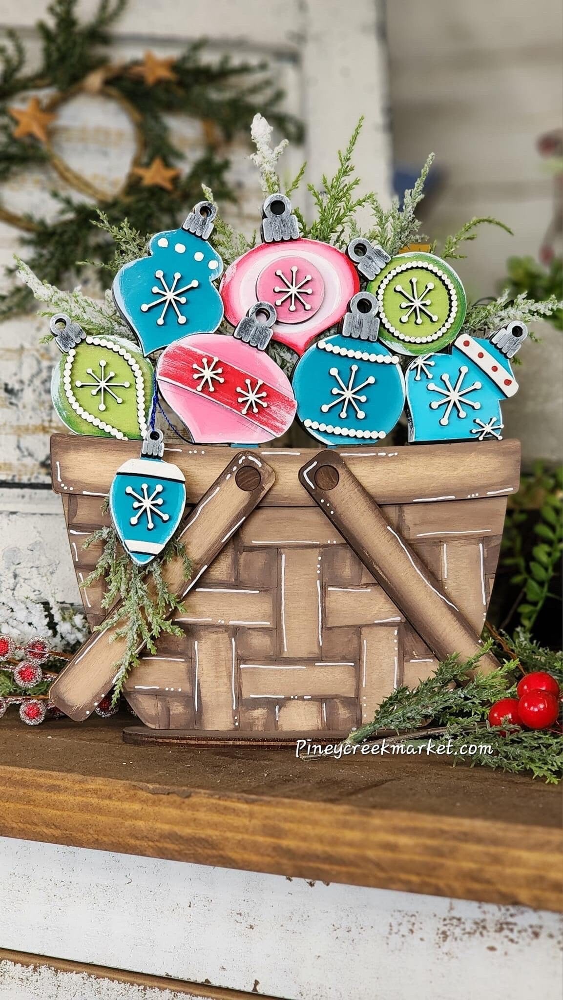 Christmas Ornament For The Flower Basket Interchangeable File SVG, Holiday, Christmas Tiered Tray, Glowforge, LuckyHeartDesignsCo