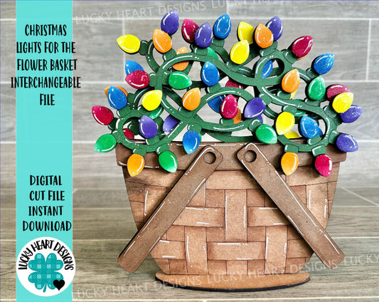 Christmas Lights For The Flower Basket Interchangeable File SVG, Holiday, Christmas Tiered Tray, Glowforge, LuckyHeartDesignsCo