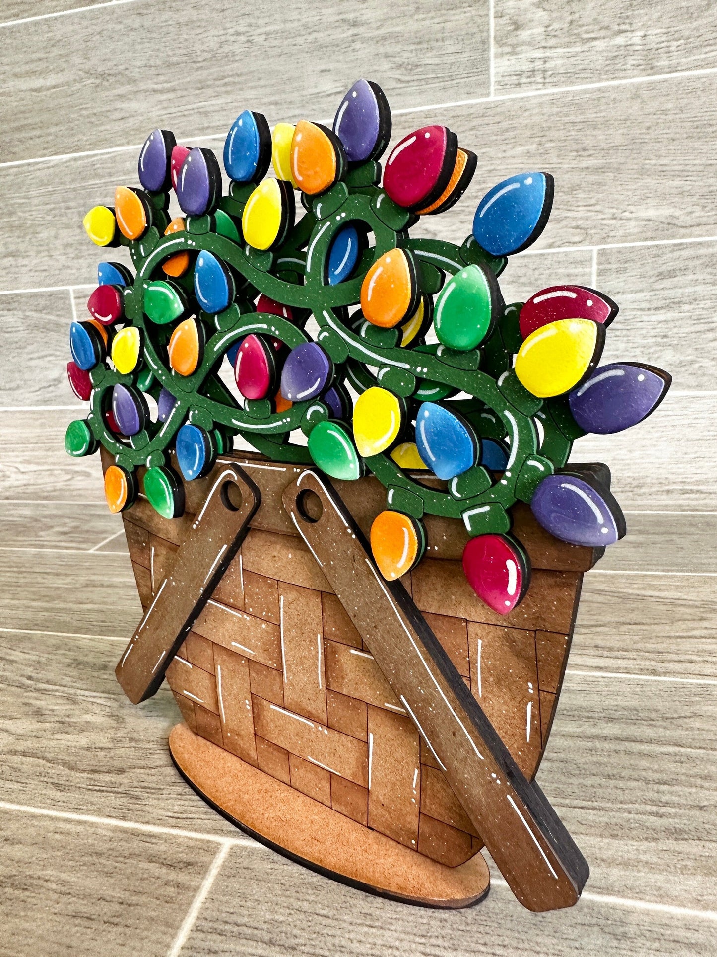 Christmas Lights For The Flower Basket Interchangeable File SVG, Holiday, Christmas Tiered Tray, Glowforge, LuckyHeartDesignsCo