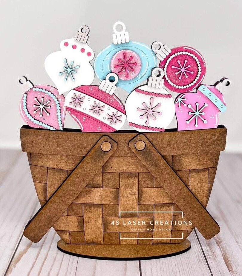 Christmas Ornament For The Flower Basket Interchangeable File SVG, Holiday, Christmas Tiered Tray, Glowforge, LuckyHeartDesignsCo