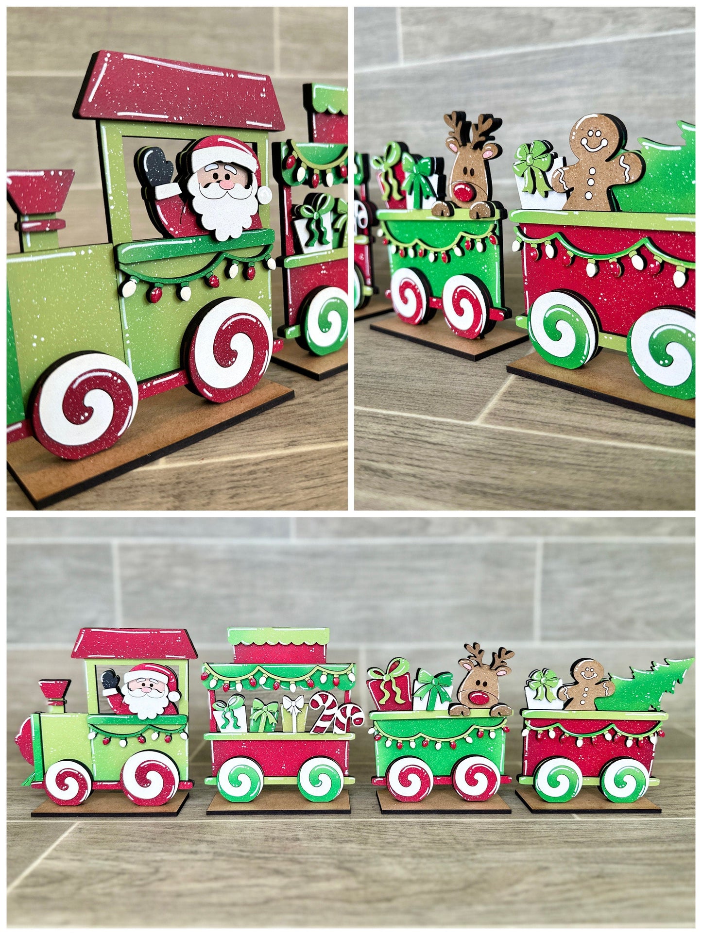 Christmas Standing Train File SVG, Santa, Rudolph, Gingerbread, Glowforge, LuckyHeartDesignsCo